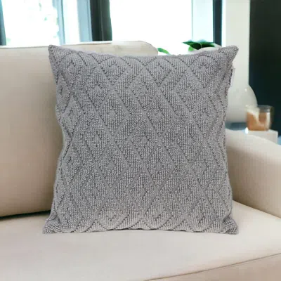 Homezia Jacquard Diamond Pattern Decorative Gray Throw Pillow