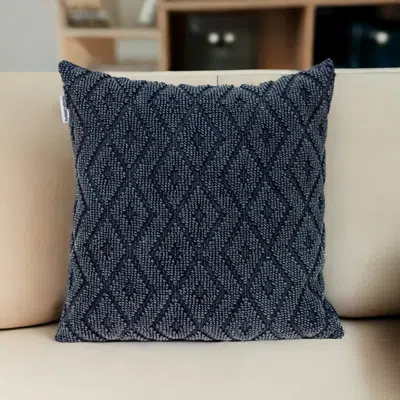 Homezia Jacquard Diamond Pattern Decorative Navy Throw Pillow