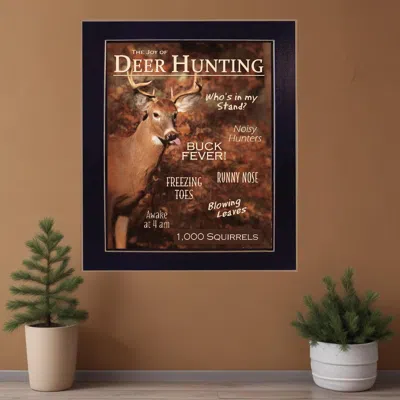 Homezia Joy Of Hunting Deer Black Framed Print Wall Art In Multi