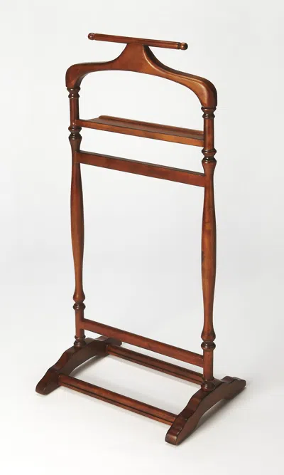 Homezia Judson Olive Ash Burl Valet Stand In Brown