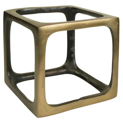 Homezia Jumbo Cast Aluminum Square Sculpture In Brown
