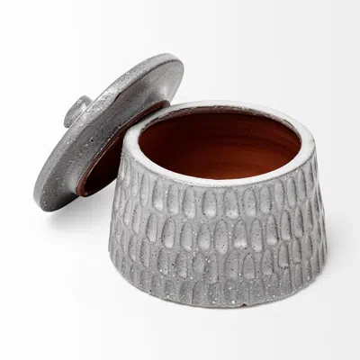 Homezia Jumbo Gray Ceramic Decorative Box
