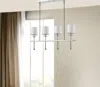 Homezia Kara 4-light Polished Nickel Island Pendant With Fabric Shades And Crystal Bobeches