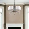 Homezia Kara 5-light Polished Nickel Chandelier With Fabric Shades And Crystal Bobeches