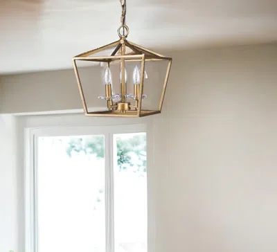 Homezia Kennedy 3-light Antique Gold Pendant With Crystal Bobeches
