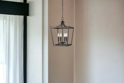 Homezia Kennedy 4-light Matte Black Pendant In Gray