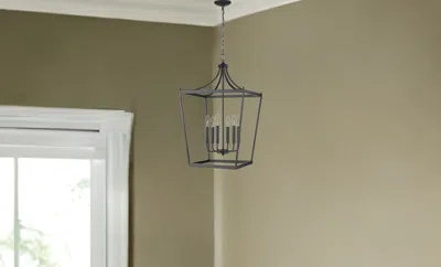 Homezia Kennedy 6-light Matte Black Pendant In Gray