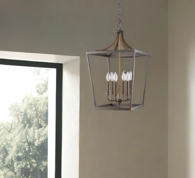 Homezia Kennedy 6-light Oil-rubbed Bronze Foyer Pendant In Gray