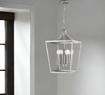 Homezia Kennedy 6-light Satin Nickel Pendant In Metallic