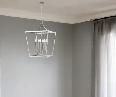 Homezia Kennedy 8-light Satin Nickel Pendant In Metallic