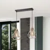 Homezia Kitchen Island Geometric Two Light Iron Flush Ceiling Light With Gold Shades