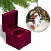 Homezia Kitten Under The Christmas Tree Hand Painted Mouth Blown Glass Ornament