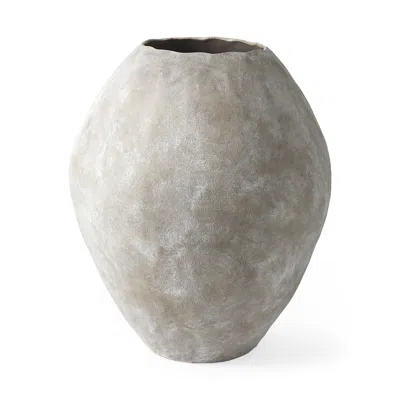 Homezia Kyros Natural Wash 28" Earthy Ceramic Oval Vase