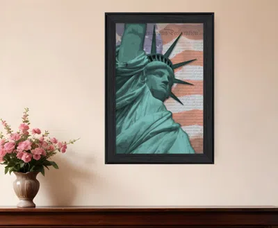 Homezia Lady Liberty Black Framed Print Wall Art In Multi