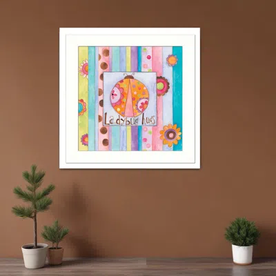 Homezia Ladybug Hugs White Framed Print Wall Art In Multi