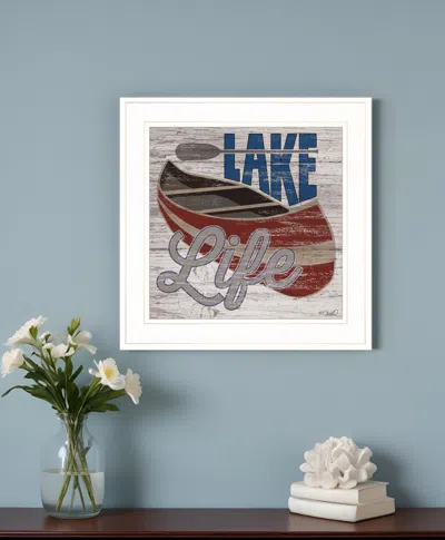 Homezia Lake Life Canoe 2 White Framed Print Wall Art In Multi