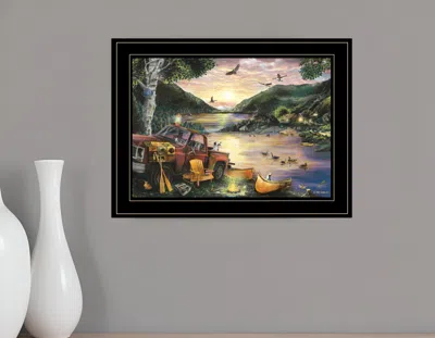 Homezia Lakefront Camping I 3 Black Framed Print Wall Art