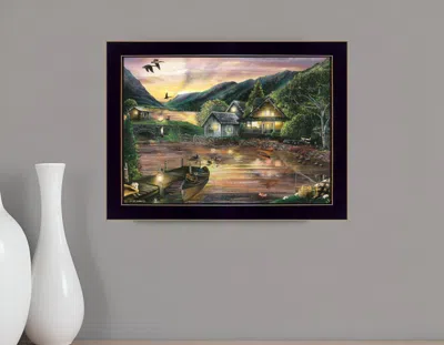 Homezia Lakefront Camping Ii 1 Black Framed Print Wall Art
