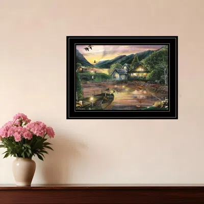Homezia Lakefront Camping Ii 3 Black Framed Print Wall Art