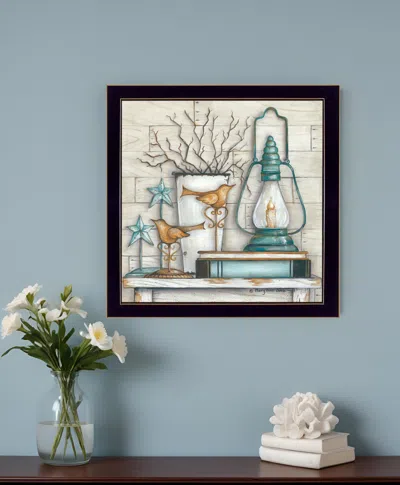 Homezia Lantern On Books 1 Black Framed Print Wall Art