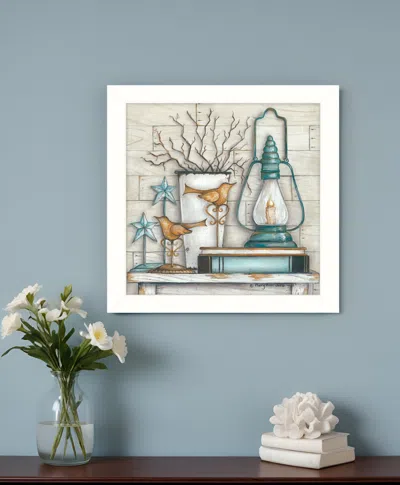 Homezia Lantern On Books 2 White Framed Print Wall Art In Multi