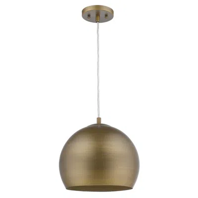 Homezia Latitude 1-light Hand Painted Antique Gold Pendant With Gold Interior Shade In Brown