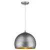 Homezia Latitude 1-light Hand Painted Weathered Pewter Pendant With Gold Interior Shade (13.75")