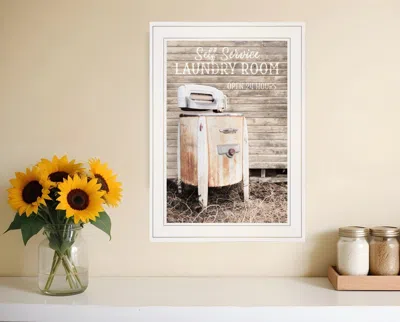 Homezia Laundry Room 1 White Framed Print Bathroom Wall Art In Multi
