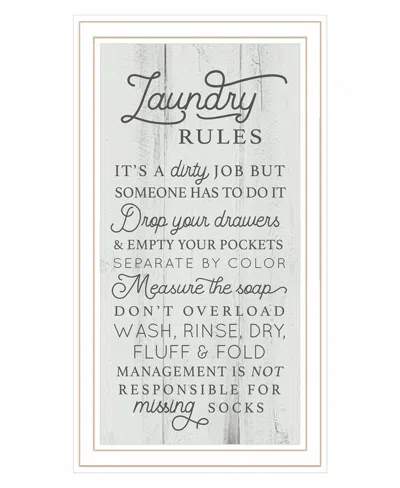 Homezia Laundry Rules 2 White Framed Print Bathroom Wall Art In Gray