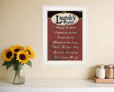 Homezia Laundry Rules 3 White Framed Print Laundry Wall Art In Multi