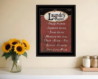 Homezia Laundry Rules 4 Black Framed Print Bathroom Wall Art