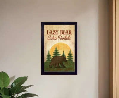 Homezia Lazy Bear 1 Black Framed Print Wall Art