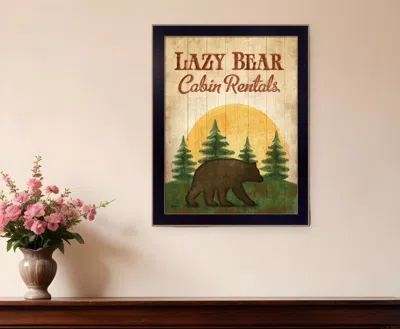 Homezia Lazy Bear 2 Black Framed Print Wall Art