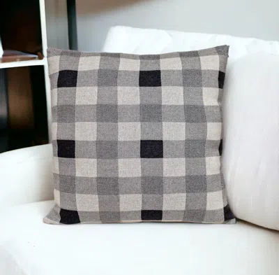 Homezia Lead Grey Checkered Pillow