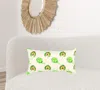 Homezia Lemon Green Artichoke Embroidered Lumbar Pillow