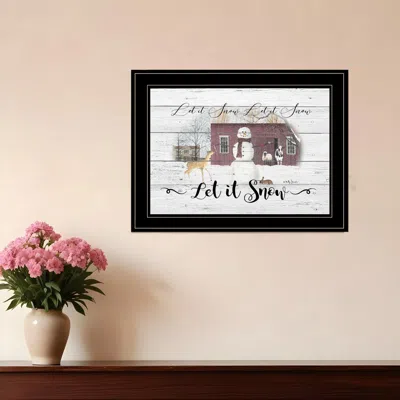 Homezia Let It Snow 3 Black Framed Print Wall Art In Multi