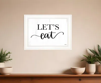 Homezia Lets Eat 2 White Framed Print Kitchen Wall Art
