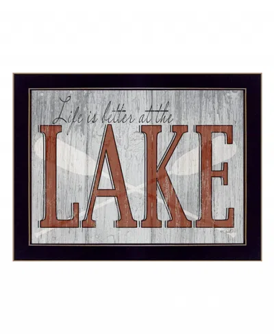 Homezia Life Is Better At The Lake 3 Black Framed Print Wall Art In Multi