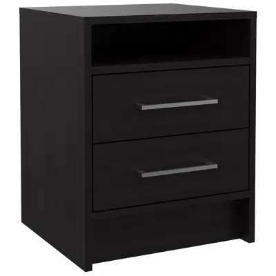 Homezia Light And Dark Oak Two Drawer Nightstand In Multi
