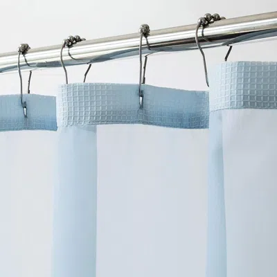 Homezia Light Blue Sheer And Grid Shower Curtain And Liner Set