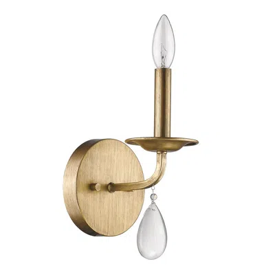 Homezia Light Gold Wall Sconce With Crystal Accent In Blue