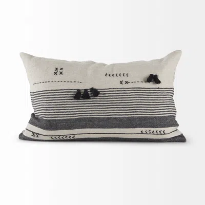 Homezia Light Gray Detailed Lumbar Throw Pillow Cover