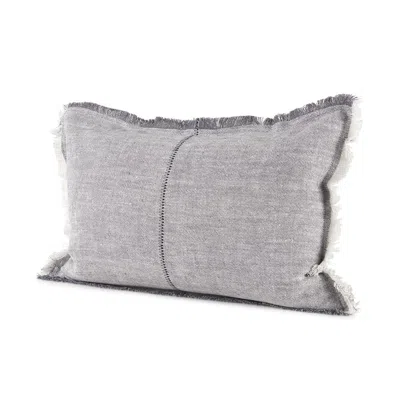 Homezia Light Gray Fringed Lumbar Throw Pillow Cover