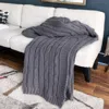 Homezia Light Gray Knitted 100% Cotton Throw Blanket