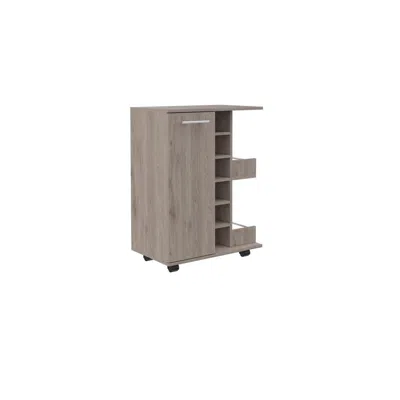 Homezia Light Gray Rolling Bar Cart With Wine Storage