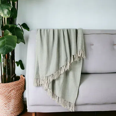 Homezia Light Gray Woven 100% Cotton Throw Blanket