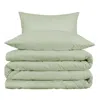 Homezia Light Green Queen Cotton Blend 1000 Thread Count Washable Duvet Cover Set