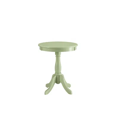 Homezia Light Green Solid Wooden Pedestal Side Table