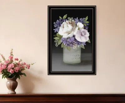 Homezia Lilac Mason Jar Floral 1 Black Framed Print Wall Art