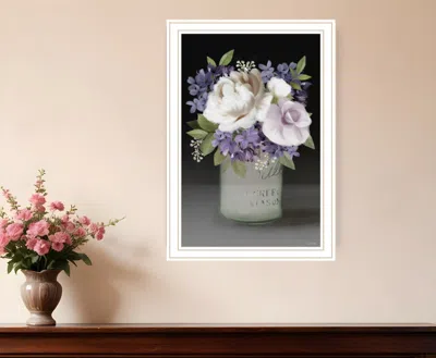 Homezia Lilac Mason Jar Floral 2 White Framed Print Wall Art